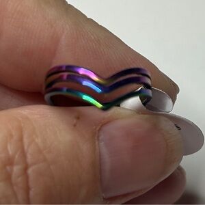 Colorful Wave Design Stainless Steel Ring